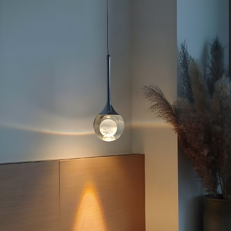 Nordic Crystal Moon Ronde Heldere Glazen Kunst Hanglamp HL923