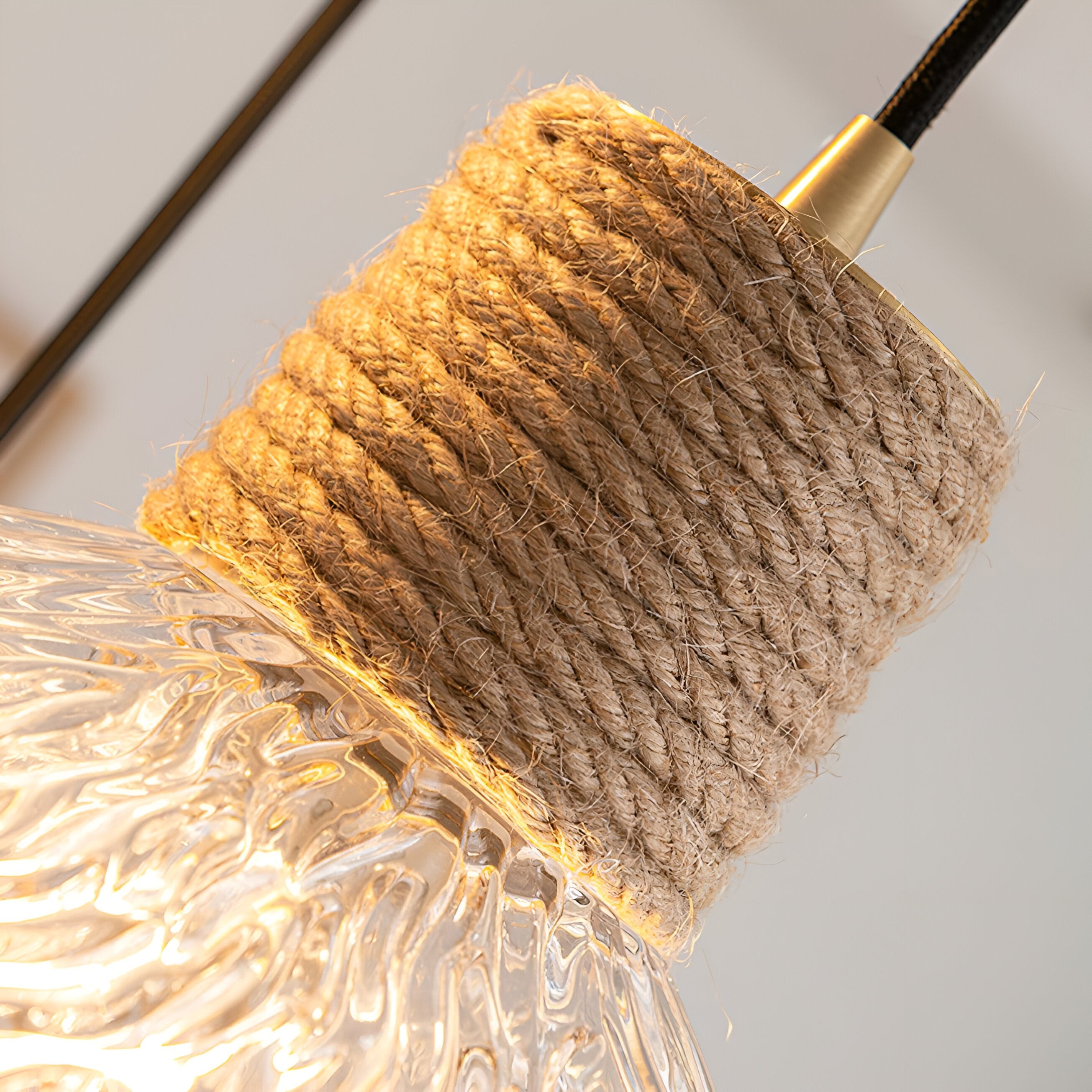 Hanglamp met glazen kap van Scandinavisch henneptouw HL3491