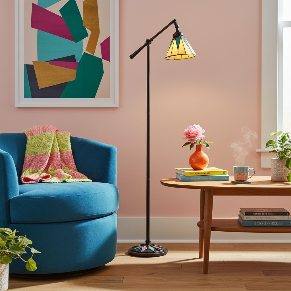 TF Dark Star Tiffany Task vloerlamp - Art Deco vloerlamp met glas-in-lood voor de woonkamer HL2249