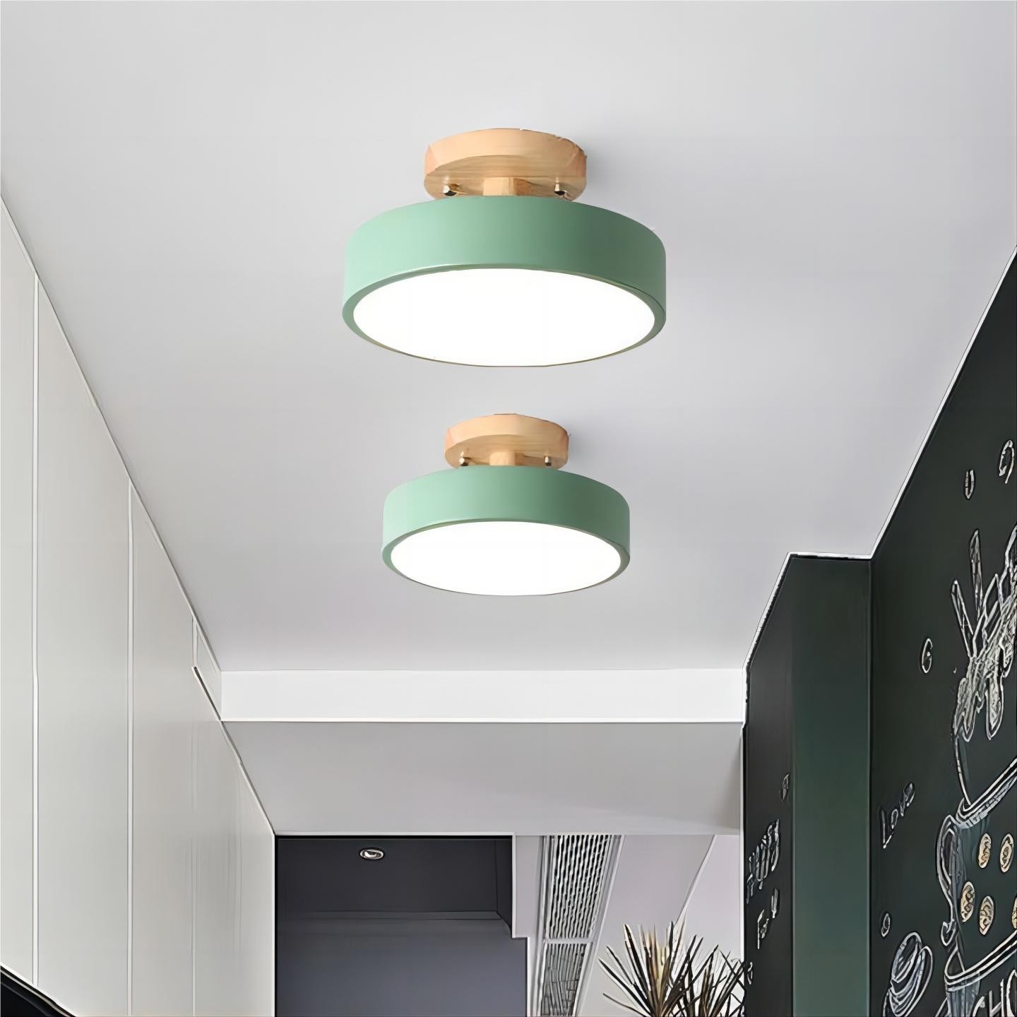 Scandinavische Macaroon Houten Ronde Plafondlamp HL152