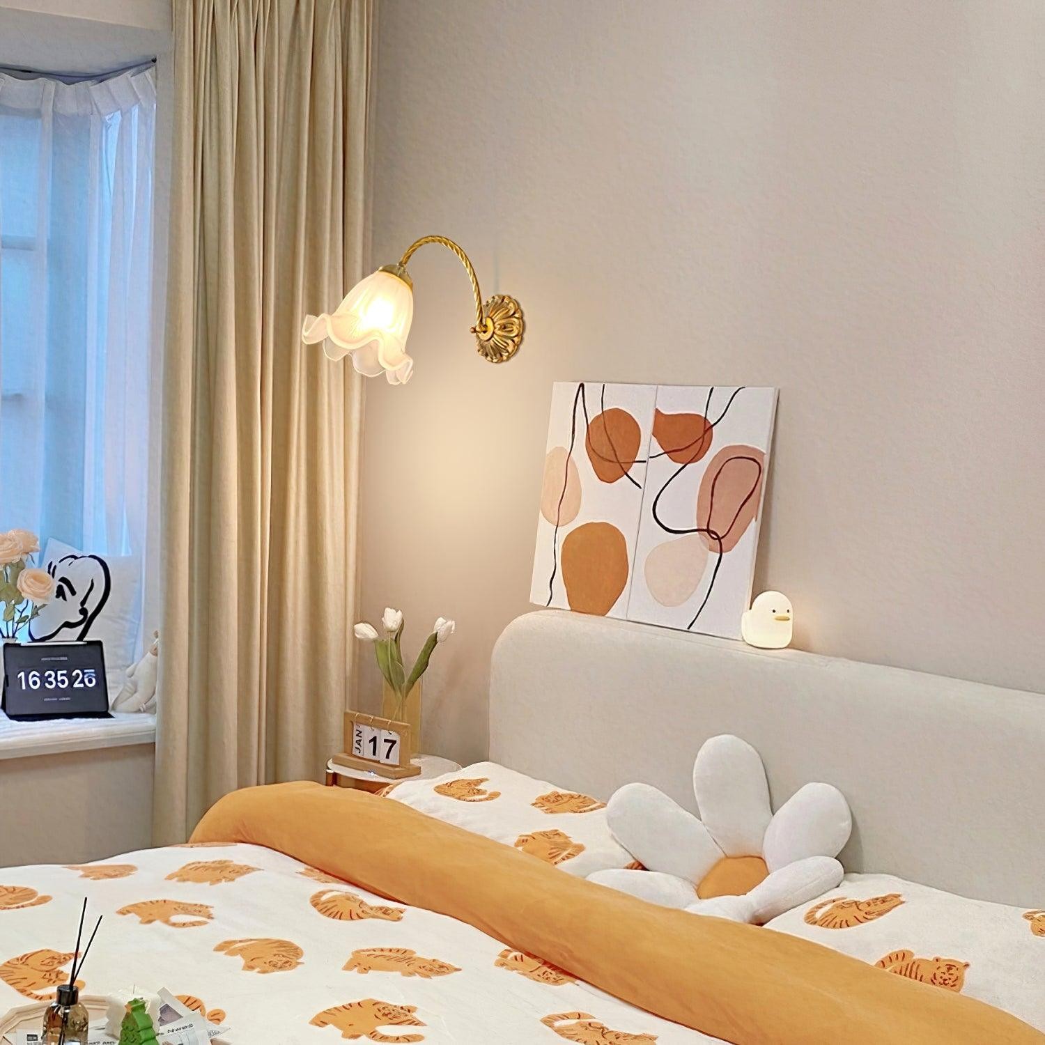 Nordic Modern Retro Elegant Bloem Messing Glas Wandlamp HL393