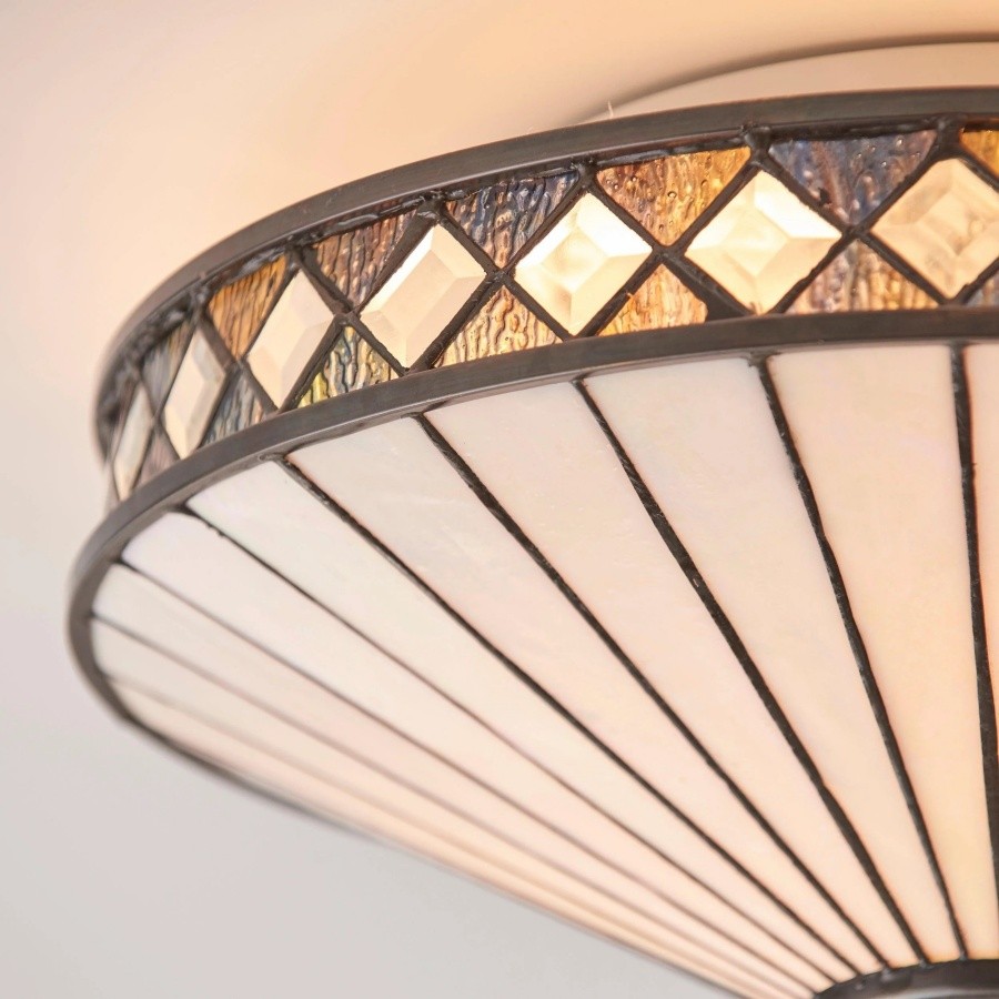 TF Fargo Geometrische Plafondlamp - Handgemaakte Art Deco Glas-in-loodlamp voor de Hal HL2209