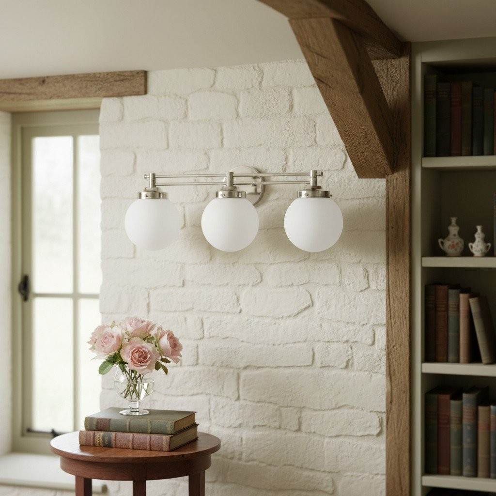 Glorica Glass moderne badkamerlamp - 3-lichts bolvormige badkamerarmatuur van opaalglas HL1714