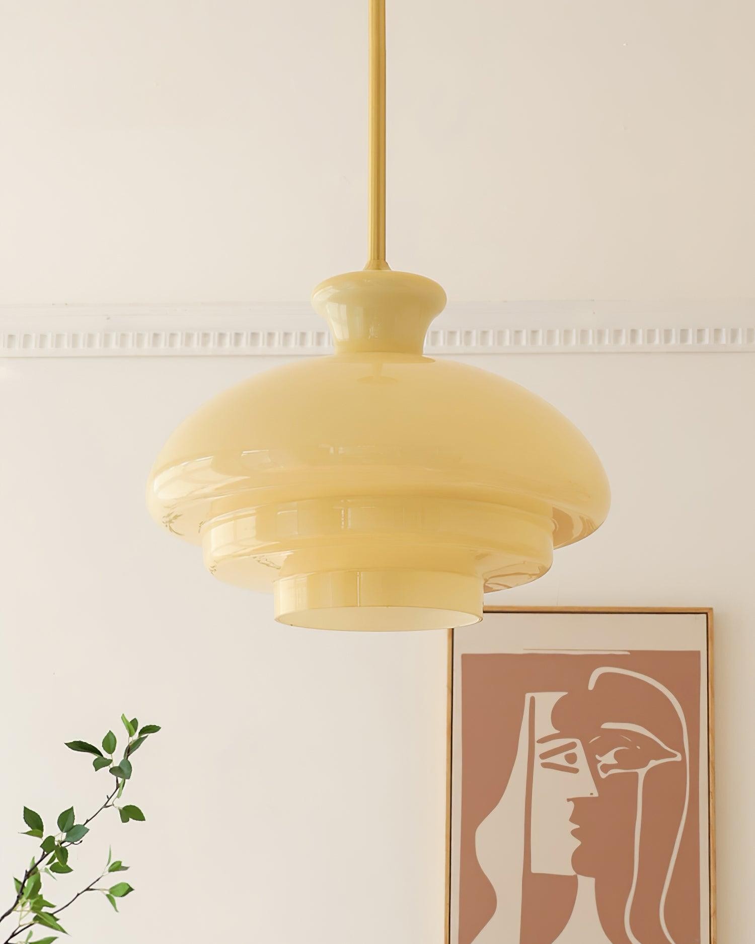 Ronde gele stijlvolle eenvoudige glazen hanglamp HL638