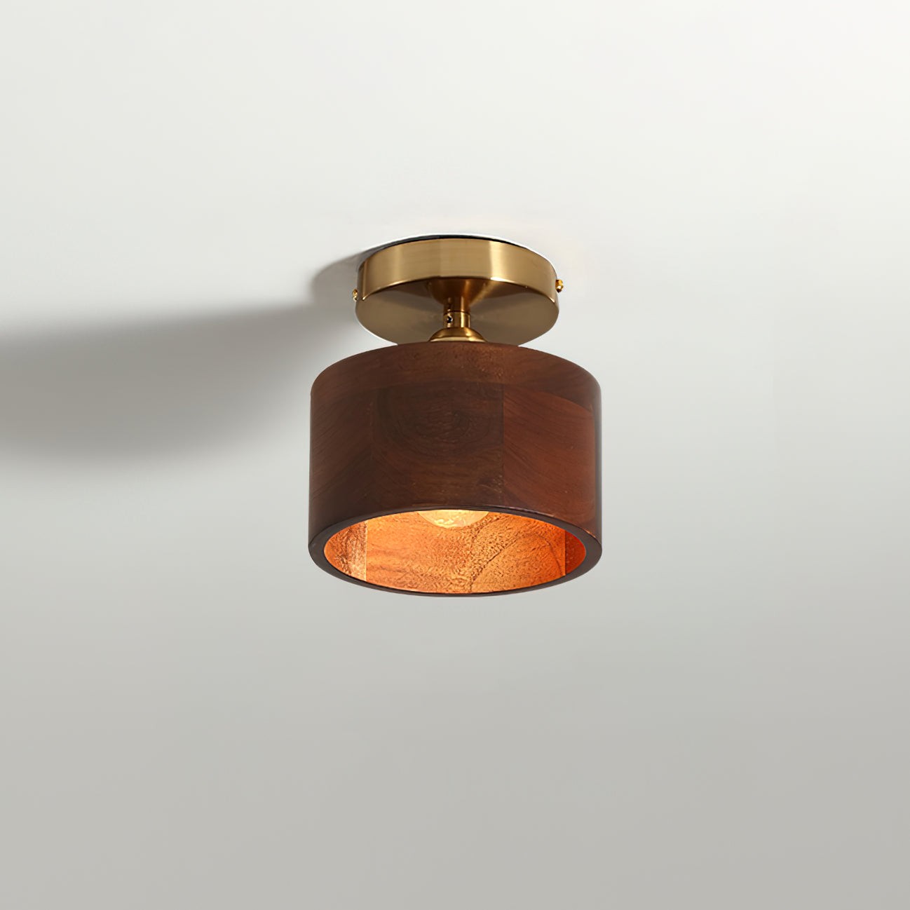 Plafondlamp met kraag van hout HL2788