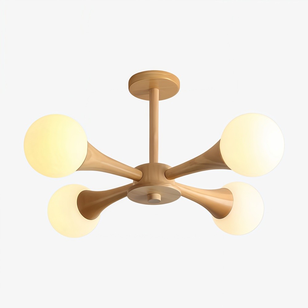 Novalune kroonluchter met meerdere glazen bollen en houten frame - Japanse Zen-stijl voor de woonkamer HL2495