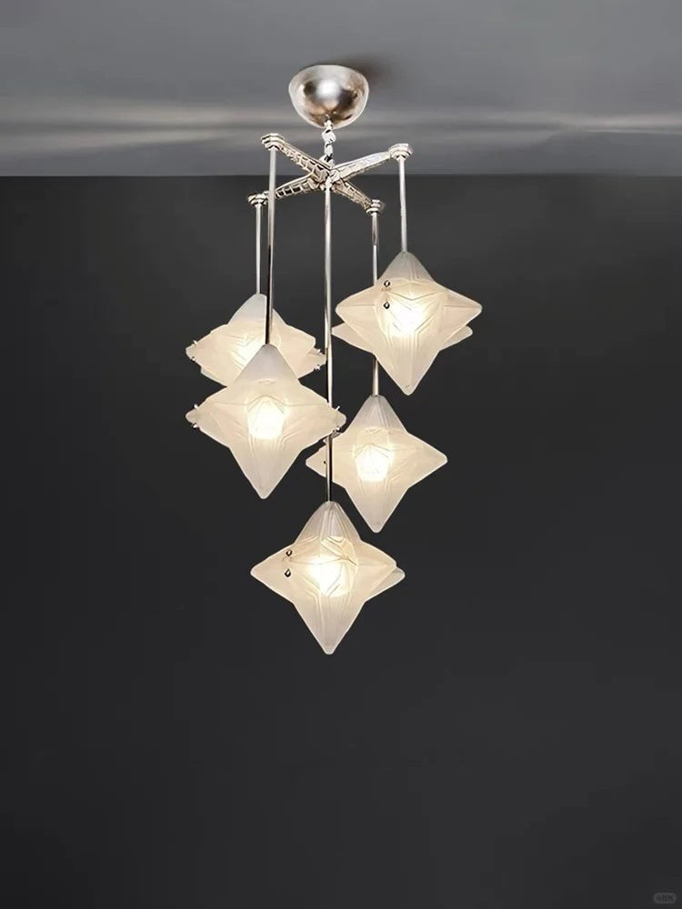 Art Deco Astris Star Kroonluchter - Decoratief armatuur van gematteerd glas voor eetkamer HL1791