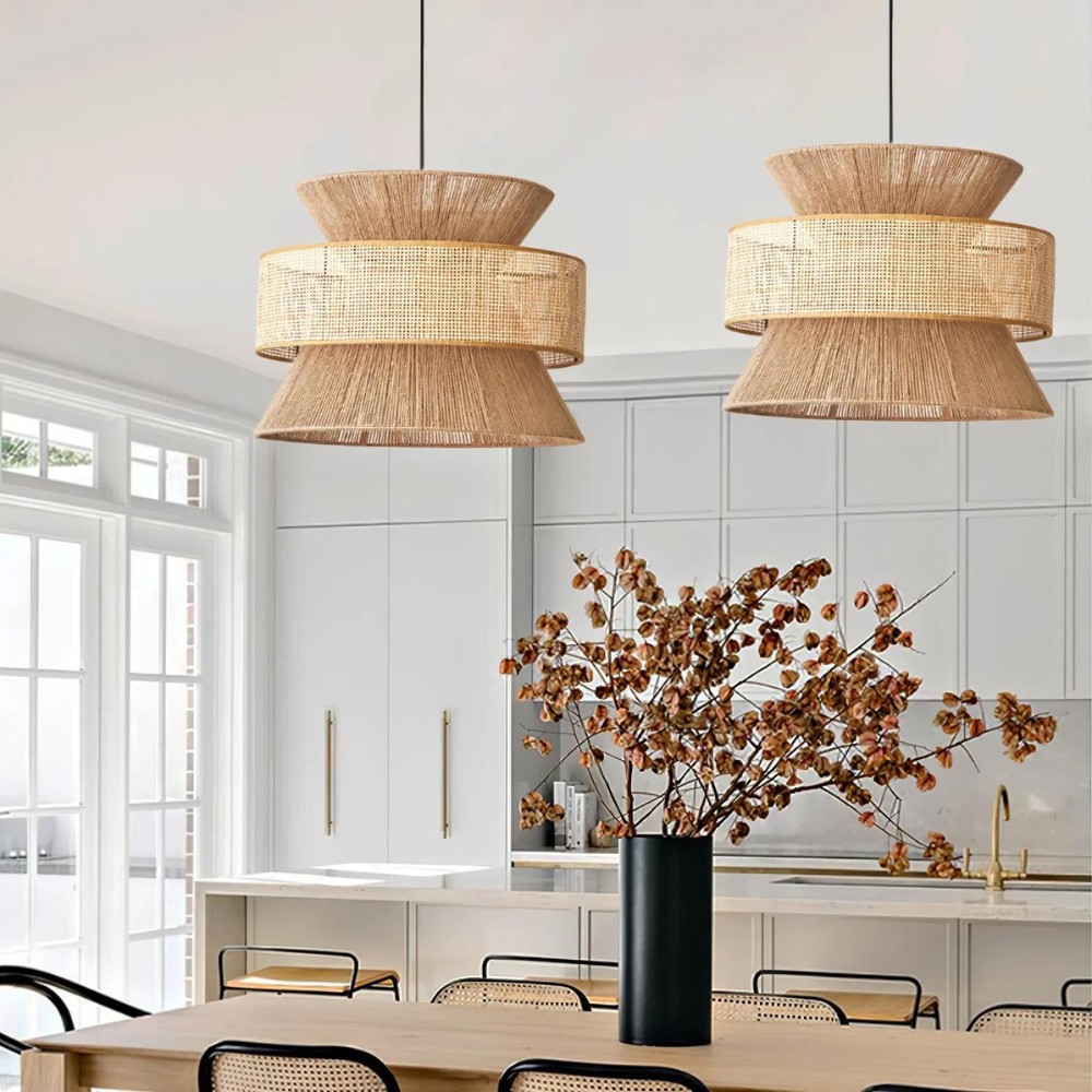 Handgeweven henneptouw rotan hanglamp HL3366