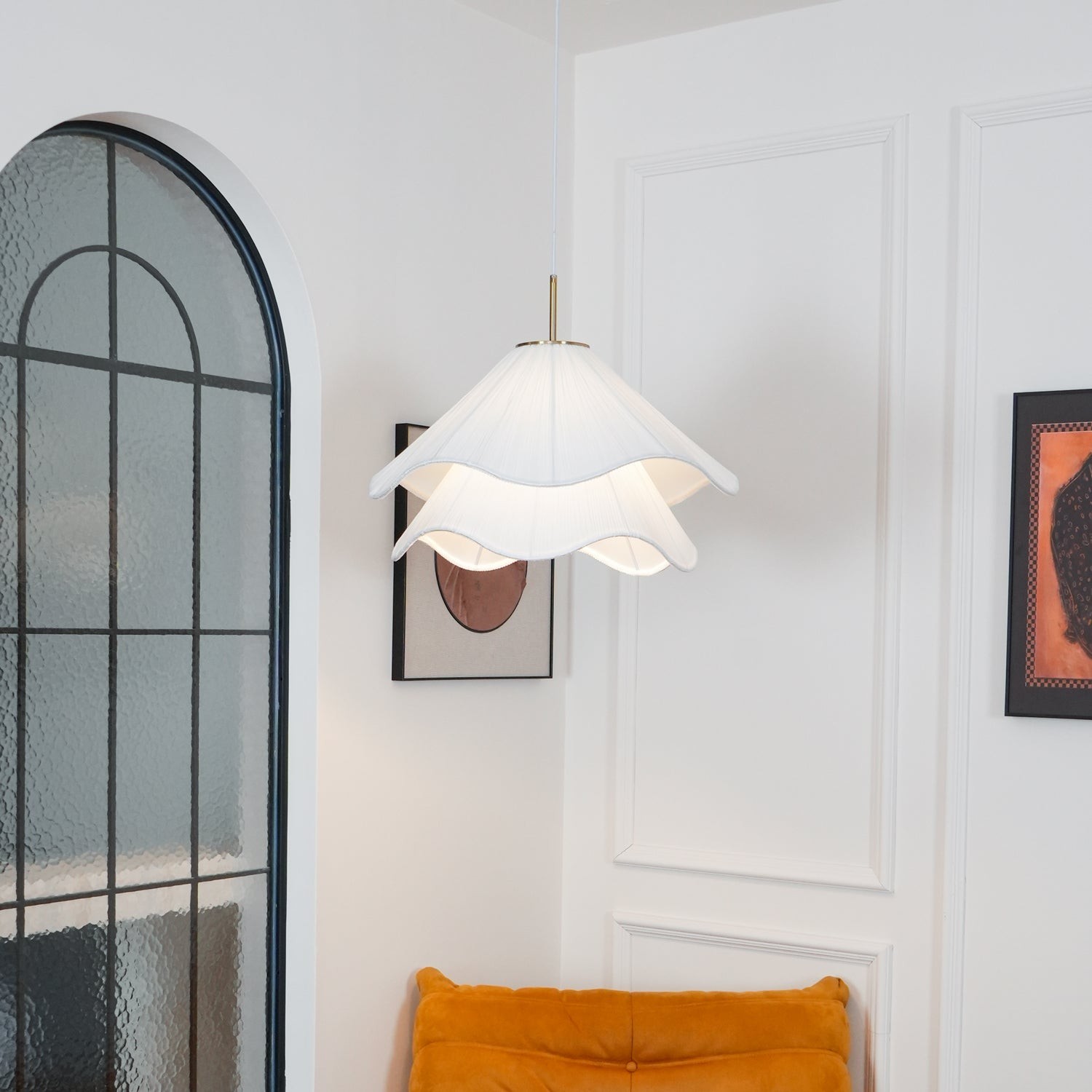 Witte gelaagde plooien hanglamp HL563