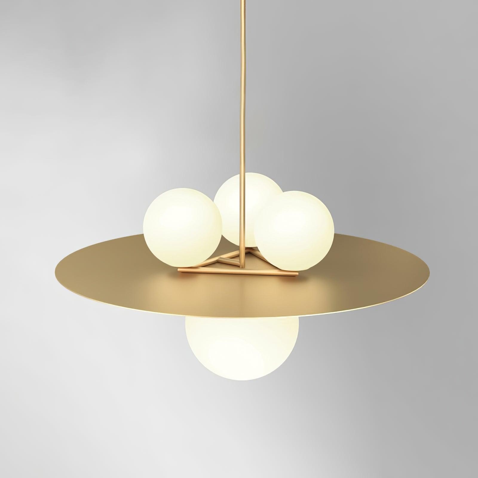 Metalen schijf met bol hanglamp HL414