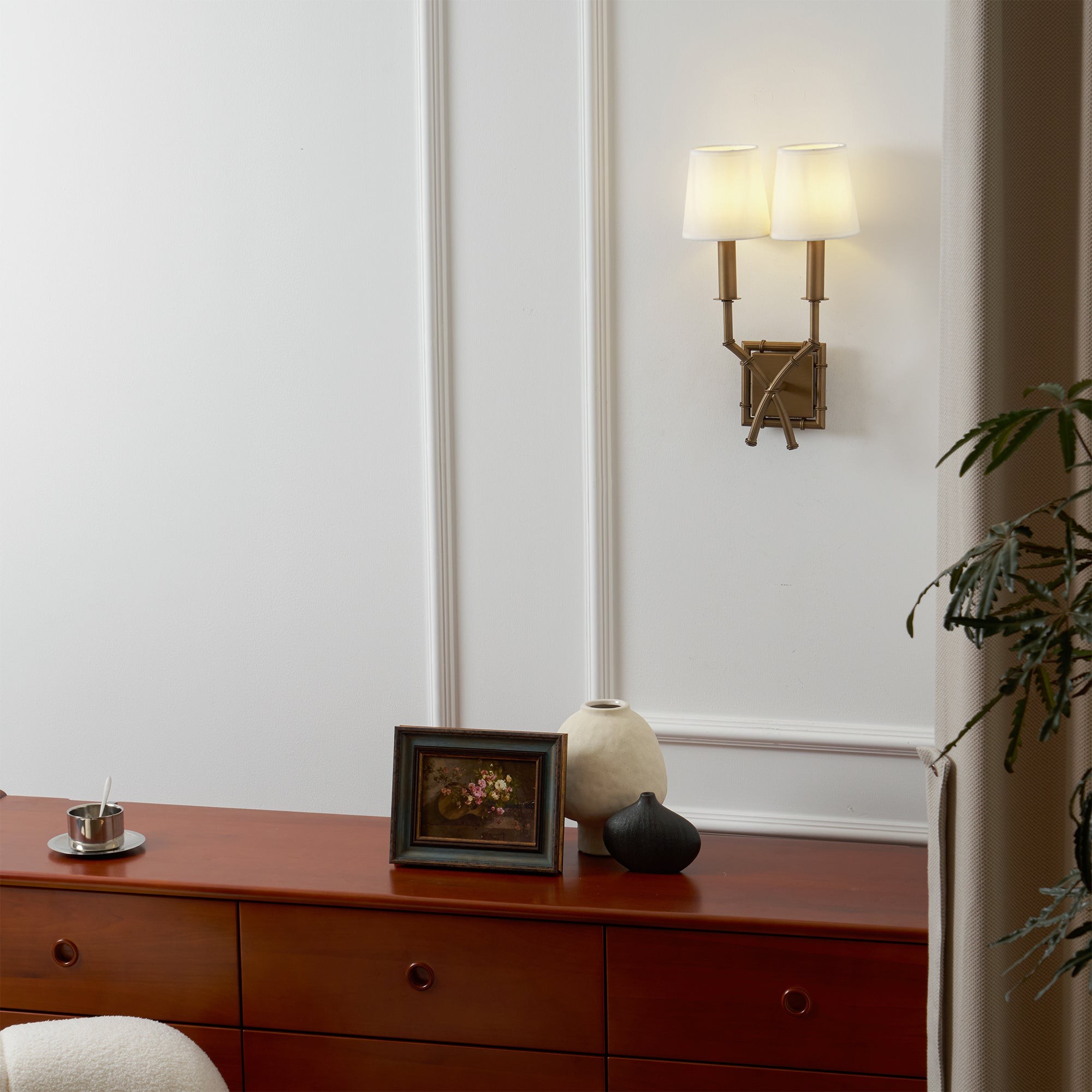 Dubbele bamboe wandlamp HL3139