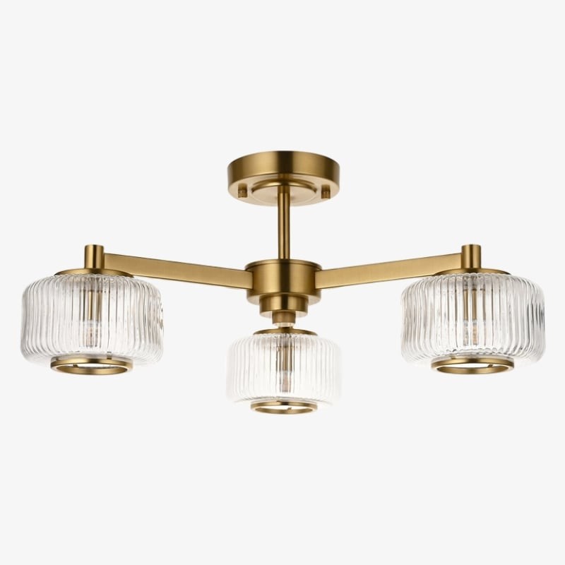 Canovus plafondarmatuur met geribbeld glas - Industriële metalen woonkamerlamp HL2226