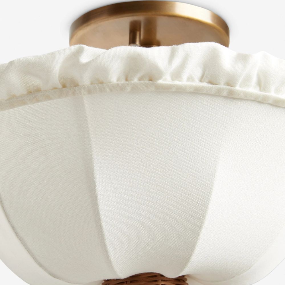 Wickara Plafondlamp met parasolvormige kap van riet – Plafondarmatuur van gemengde materialen voor woonkamer of hal HL2278