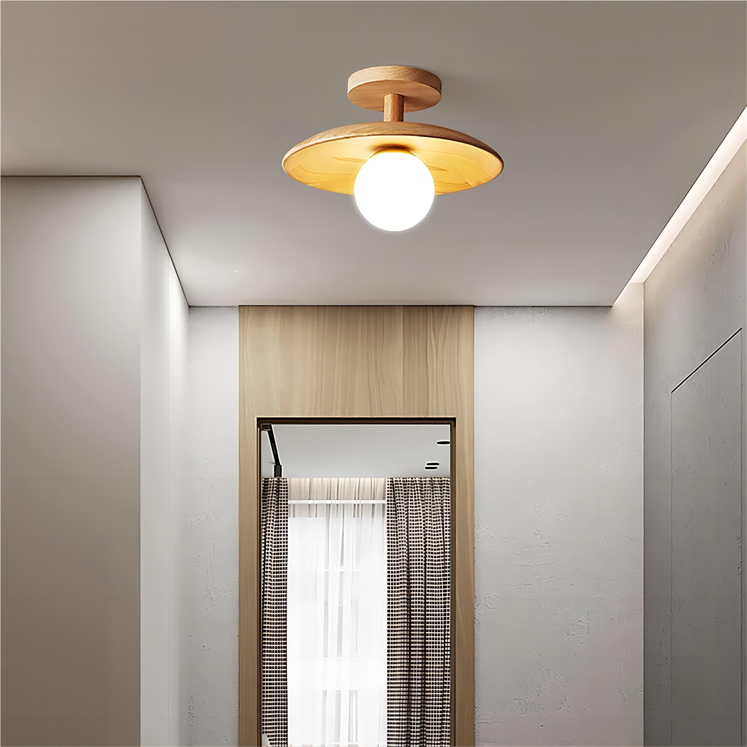 Rustieke Plafon houten glazen plafondlamp HL93