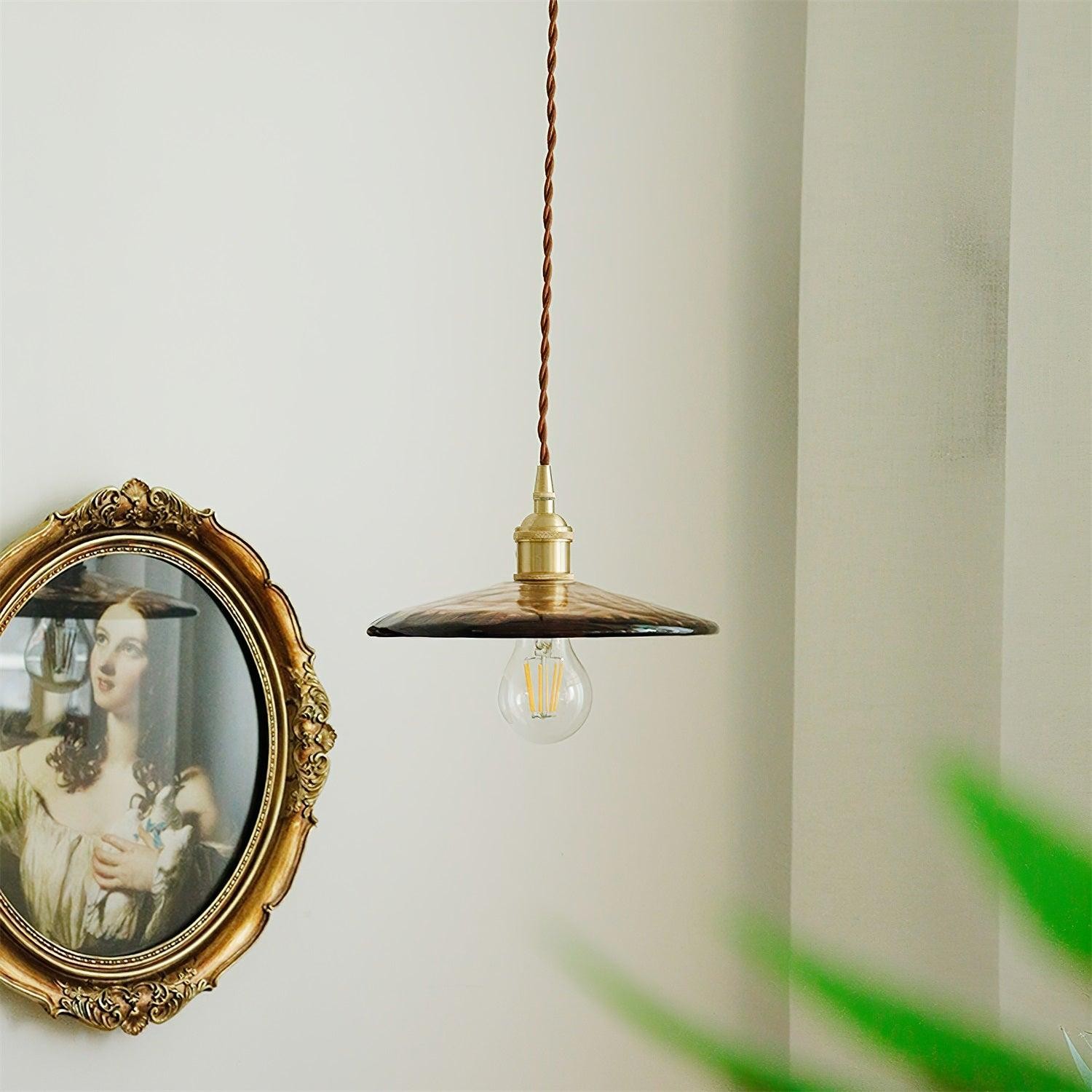 Messing Vintage Helder Glazen Hanglamp HL623