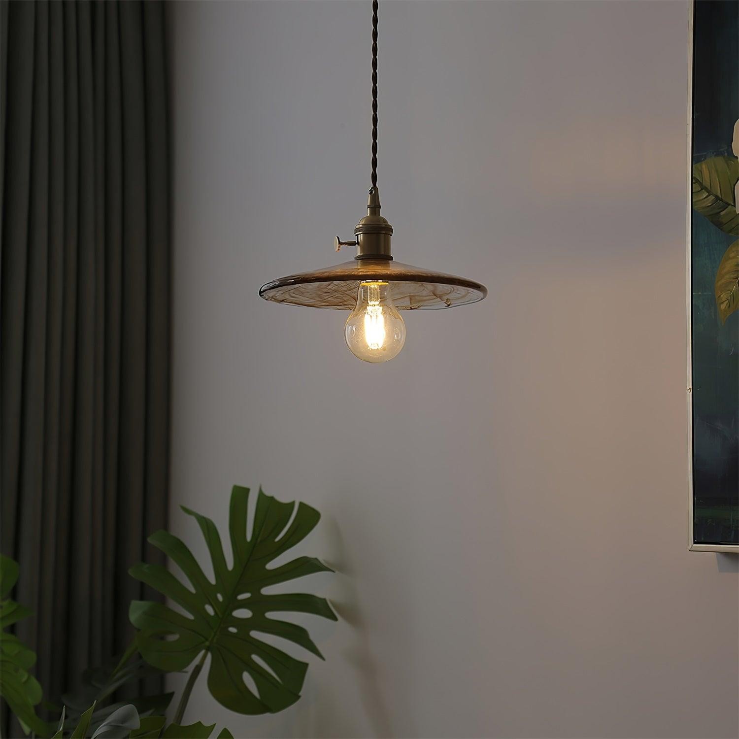 Messing Vintage Helder Glazen Hanglamp HL623