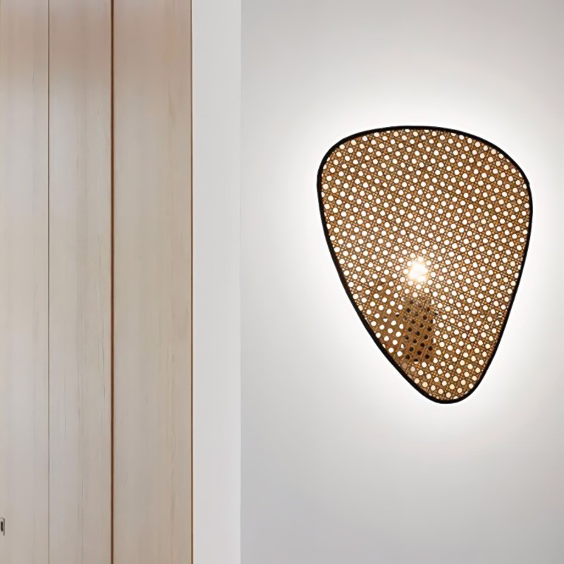 Rustieke Scherm Rotan Wandlamp HL259