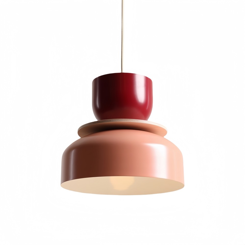 Hanglamp met metalen kom en kap - Houten Macri Kleurrijke Keukenlamp HL1068