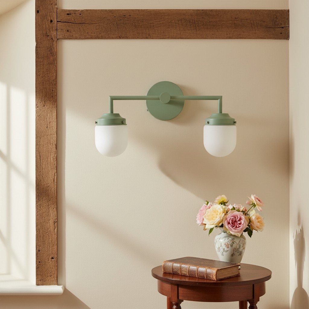 Opaalglas dubbele wastafellamp - Vintage stijl badkamer dubbele wandverlichting HL1665