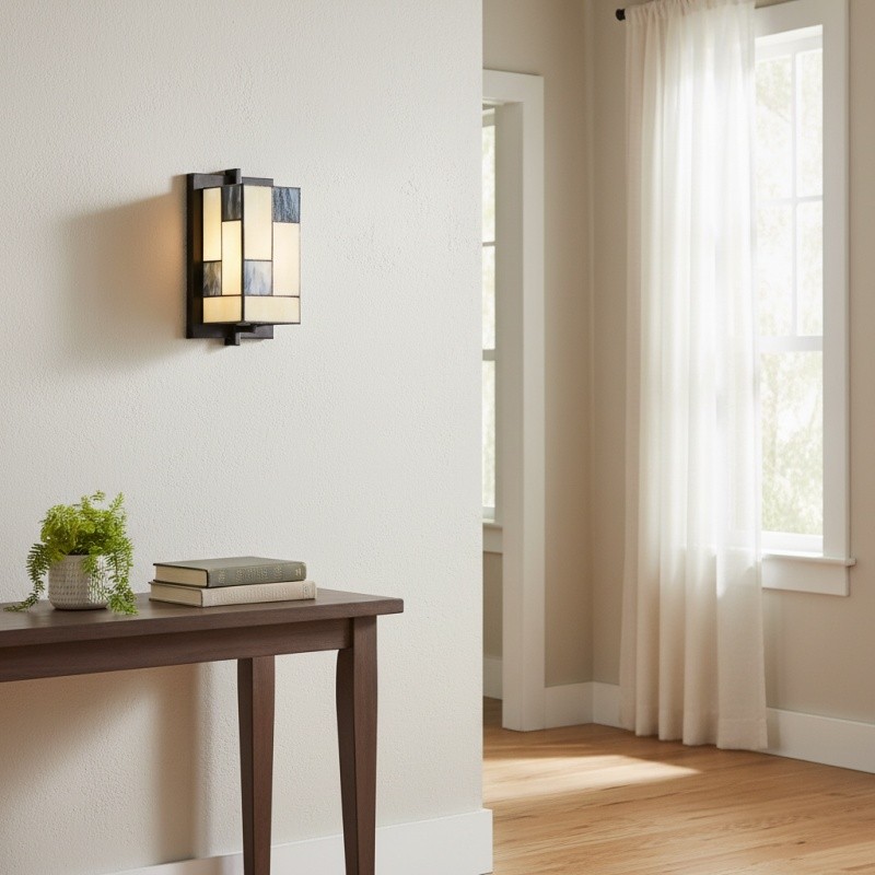 TF Manchester Glass Art Deco Wandlamp - Glas-in-lood wandlamp voor hal en woonkamer HL2113