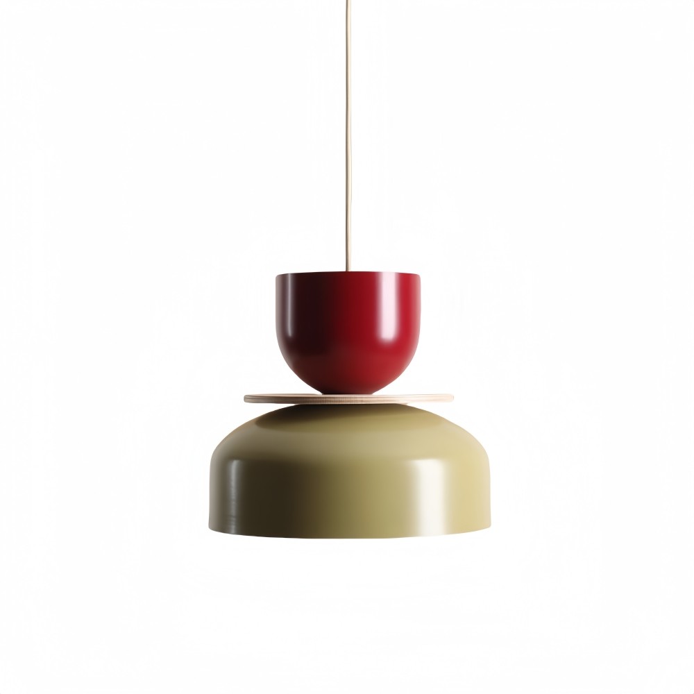 Hanglamp met metalen kom en kap - Houten Macri Kleurrijke Keukenlamp HL1068