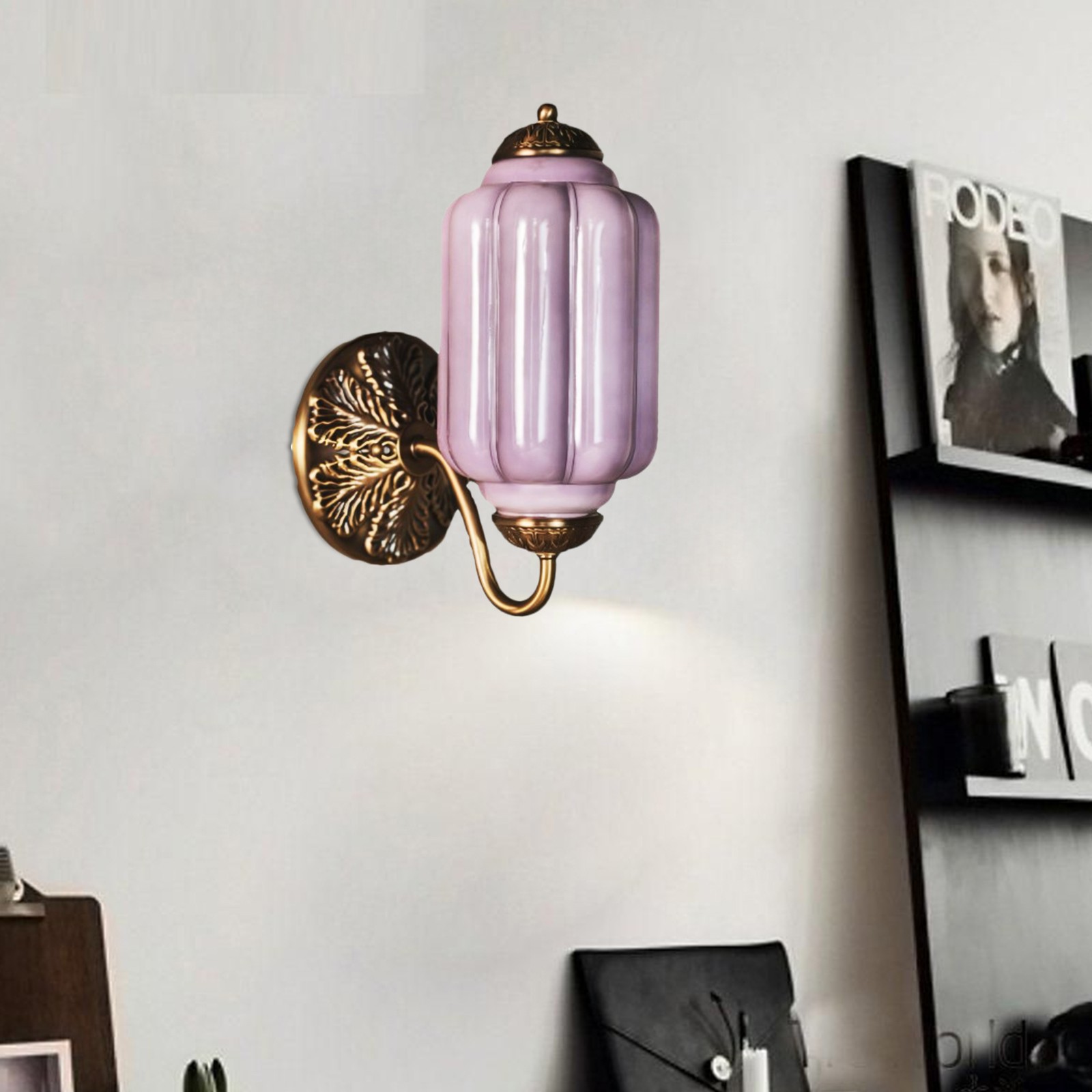 Vintage Melkglas Eloise Kandelaar Wandlamp HL844