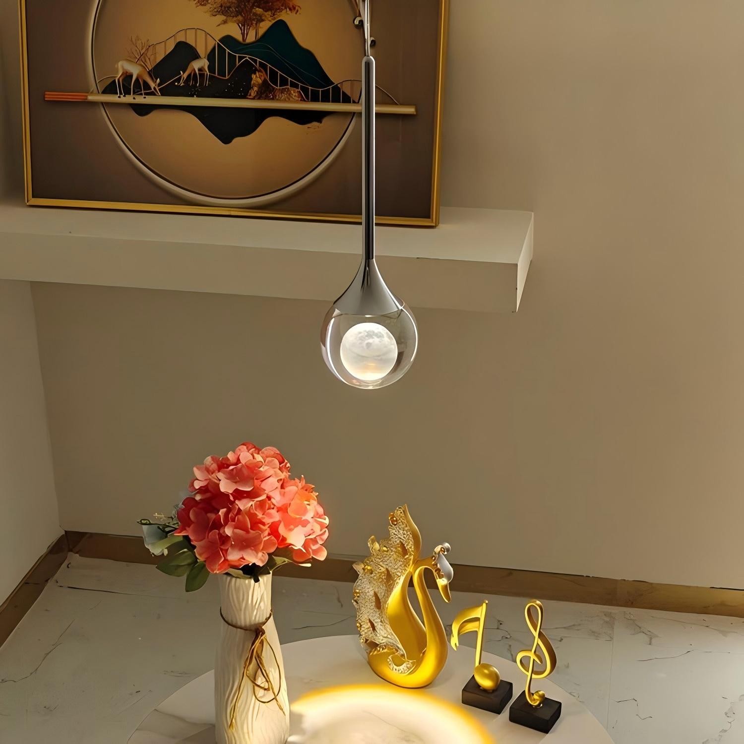 Nordic Crystal Moon Ronde Heldere Glazen Kunst Hanglamp HL923
