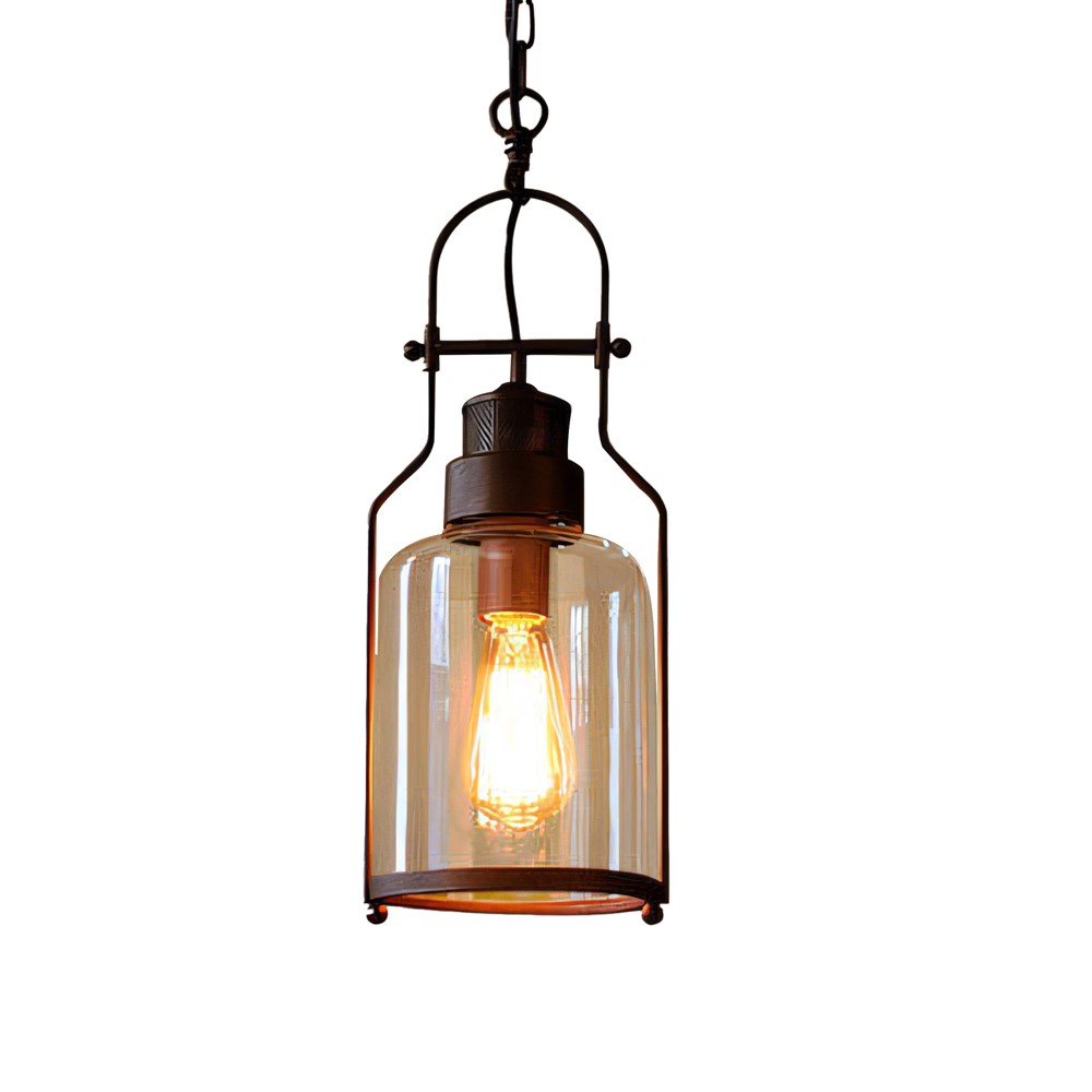 Lirra Vintage Glazen Pot Hanglamp - Industriële Metalen Hanglamp voor Keuken en Bar HL973