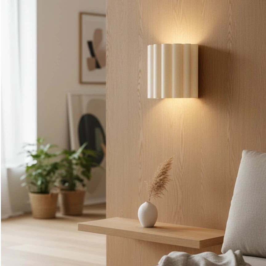 Velura linnen wandlamp met plooien - Zachte, geplooide stof voor sfeerverlichting in slaapkamer of hal HL1992