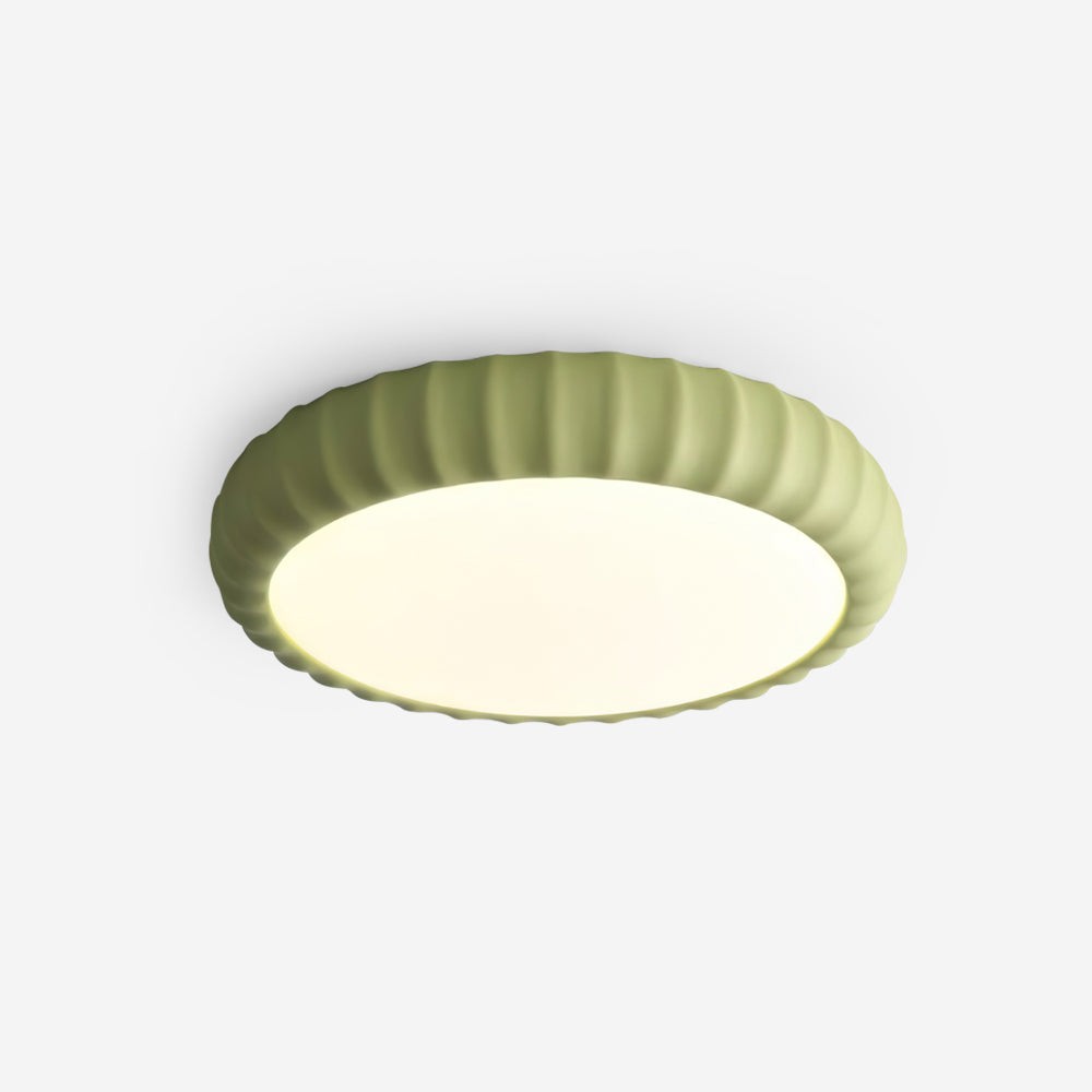 Eenvoudige crèmekleurige ronde plafondlamp met golven HL572