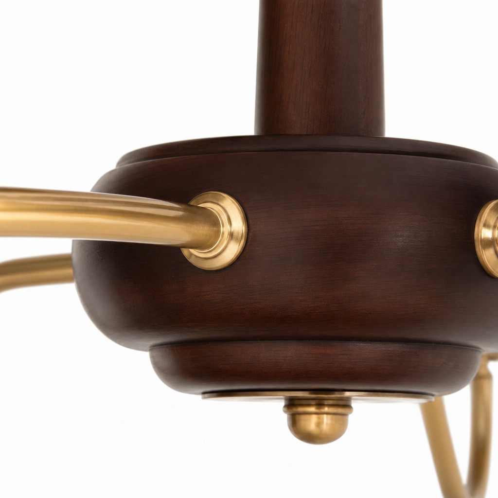 Solmire Rustieke Kroonluchter - Houten Metalen Frame met Stoffen Lampenkappen voor Woonkamer HL3538
