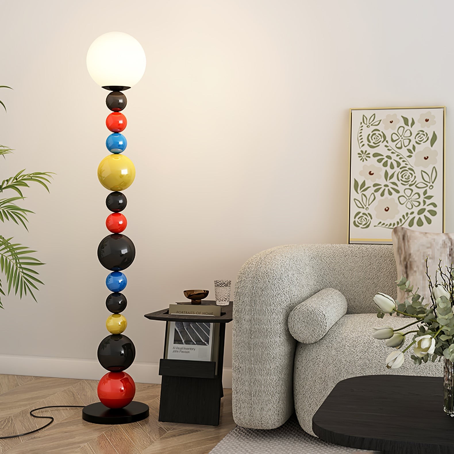 Kleurrijke ronde bol vloerlamp HL485