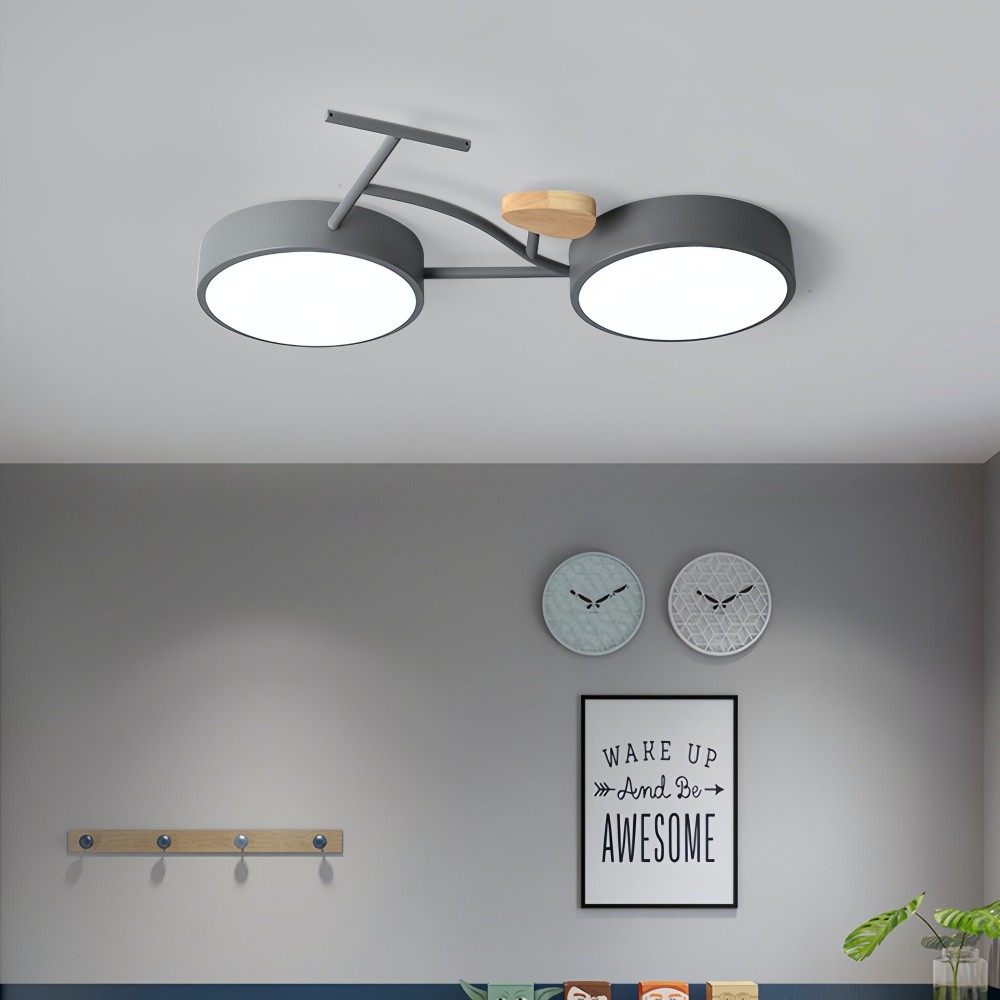 Nordic Wood Disc Plafondlamp - Fiets LED Lamp voor Kinderkamer HL1350