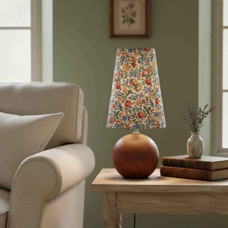 Florence decoratieve tafellamp met bloemenmotief — Stijlvolle sfeerverlichting met houten details voor thuis HL2338