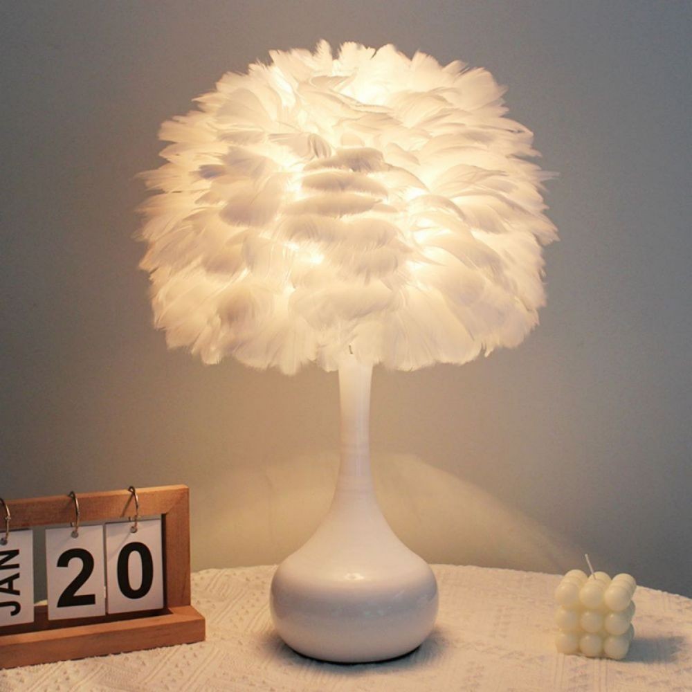 Luxe LED pluizige veer tafellamp HL08