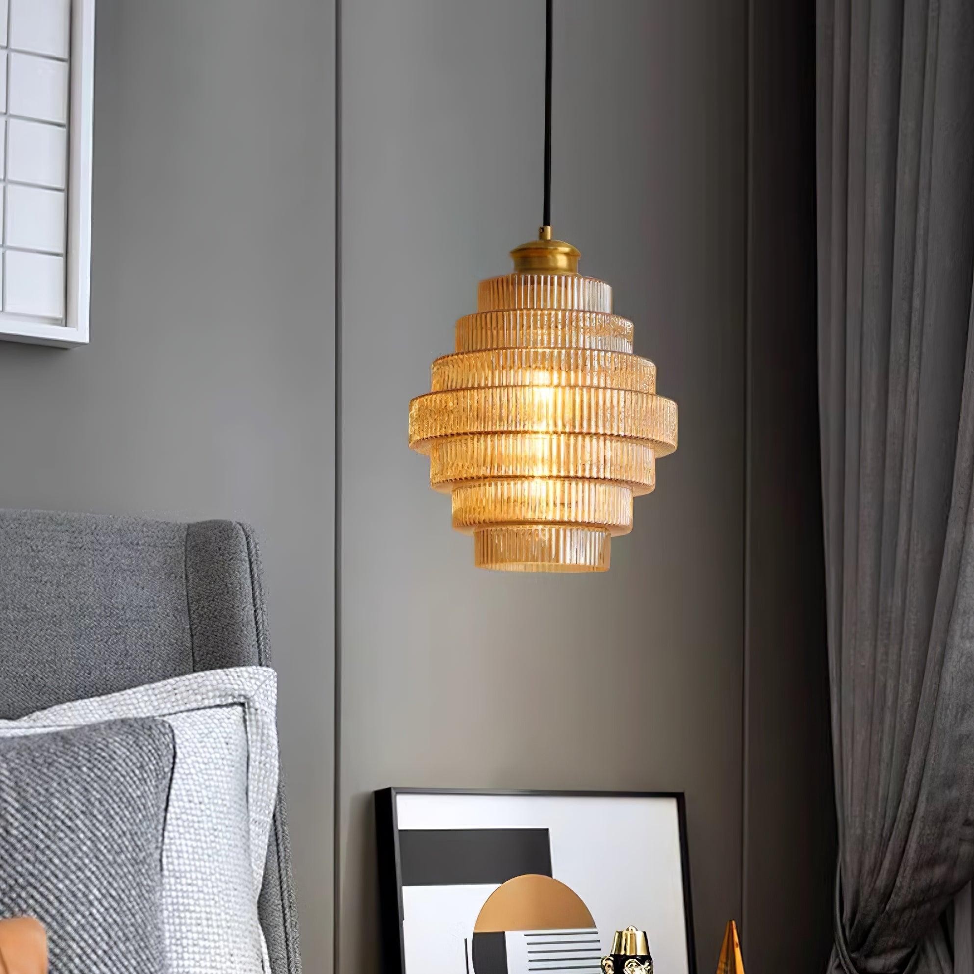 Moderne Creatieve Hanglamp van Geplooid Glas - Flesvormige Hanglamp voor de Eetkamer HL615