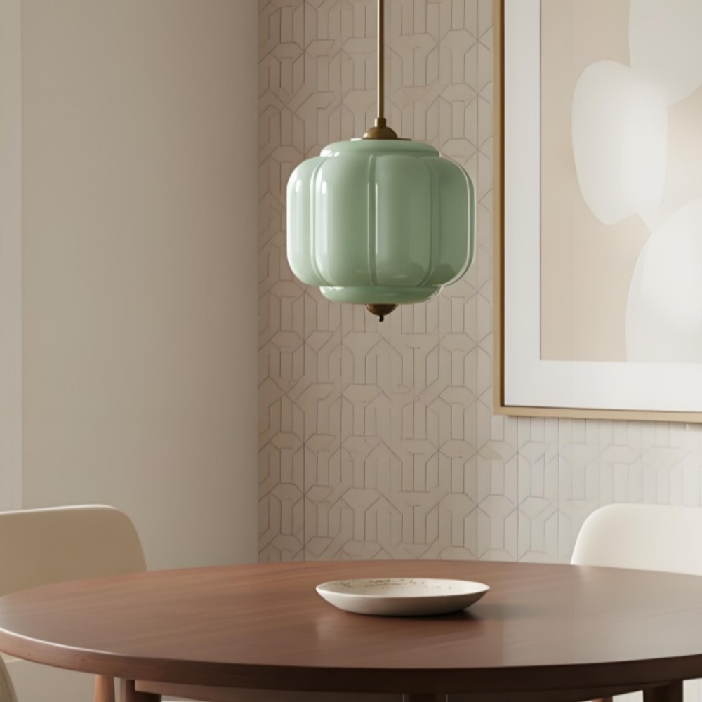 Vintage Eloise Melkglazen Hanglamp - Geribbelde Glazen Plafondkroonluchter HL1091