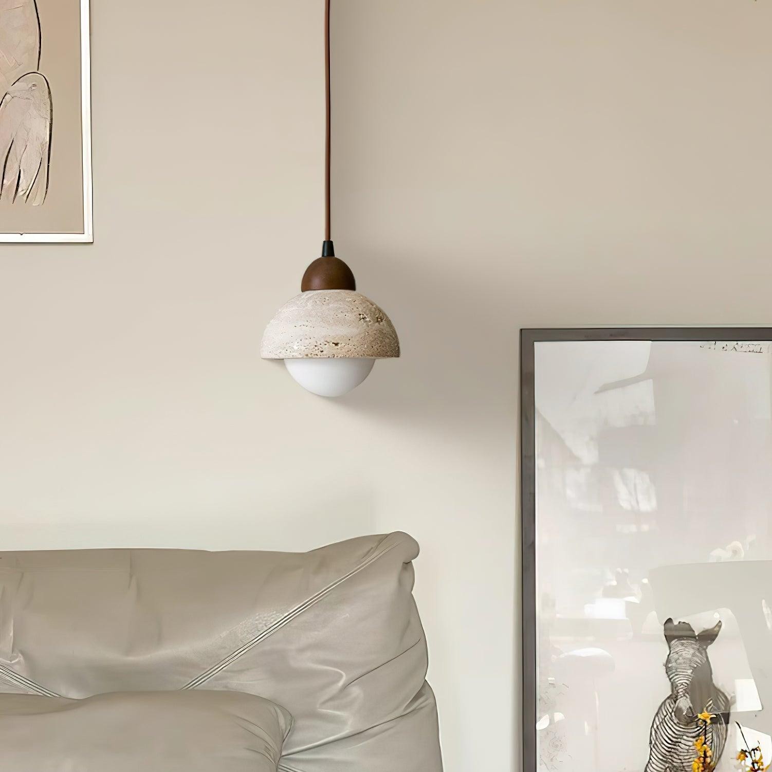 Gele travertijn hanglamp in Wabi-Sabi-stijl HL735
