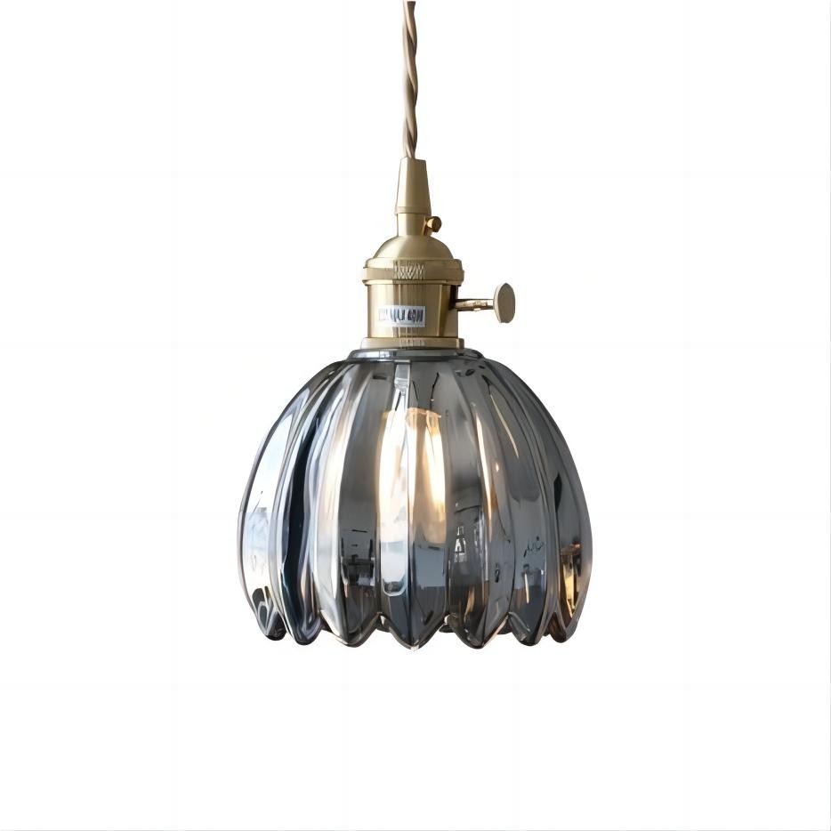 Retro koperen glazen bloemblaadjes hanglamp HL90