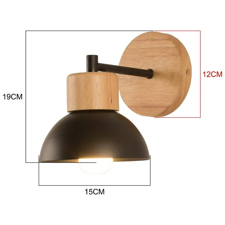 Nordic Wood Iron Shade Japandi Wandlamp HL1293