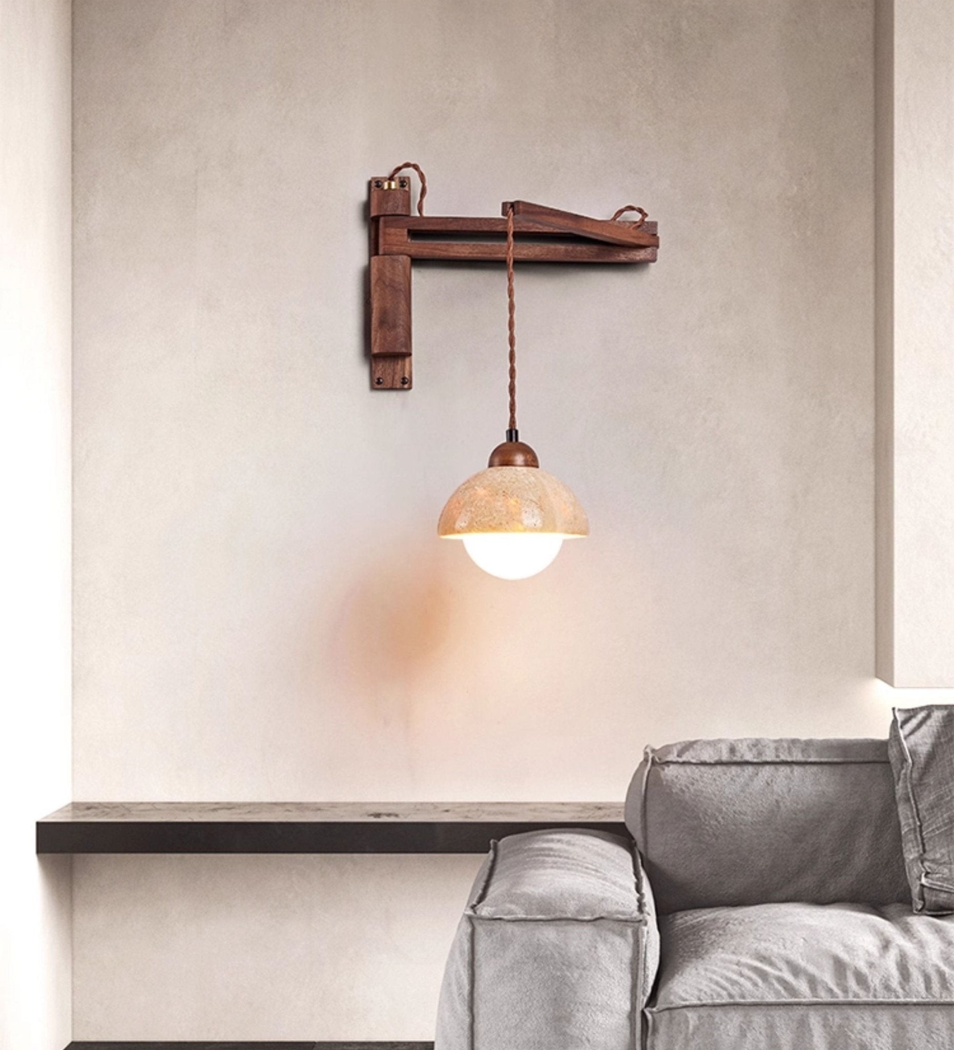 Verstelbare travertin koepel wandlamp HL2935