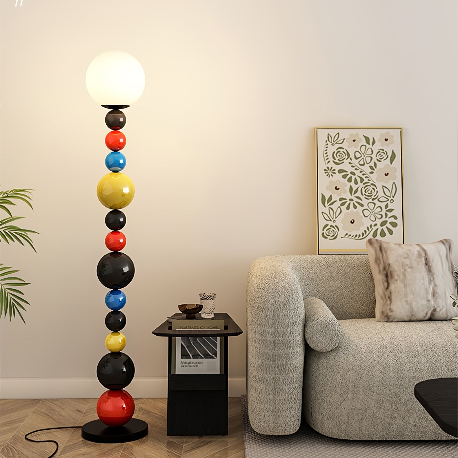 Kleurrijke ronde bol vloerlamp HL485