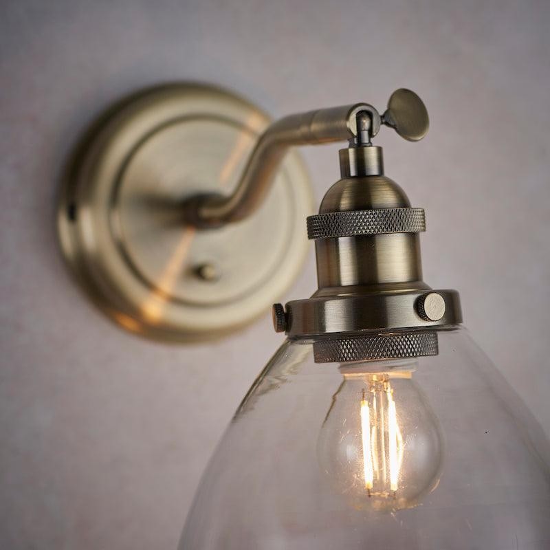 Verstelbare Hansen messing wandlamp - helder glasontwerp HL1828