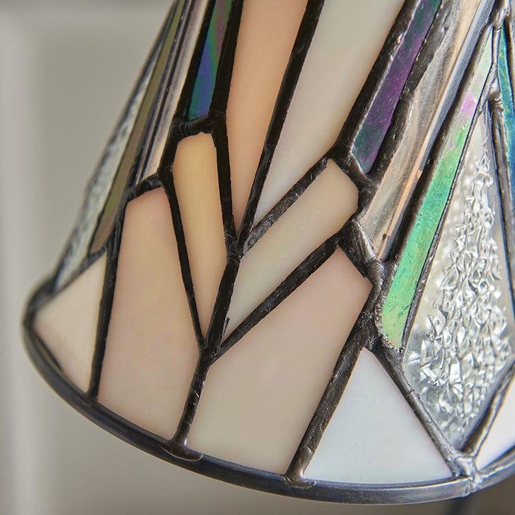 TF Astoria Tiffany tafellamp - Gebogen arm met zwanenhals en art deco glazen kap voor op het bureau HL2222