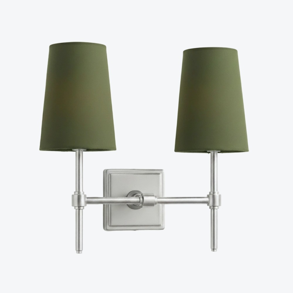 Derlina Witte Linnen Wandlamp – Retro Metalen Verlichtingsarmatuur met Meerdere Hoofden HL1433