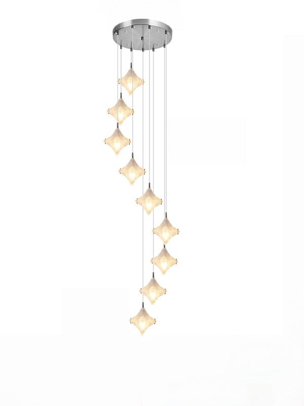 Art Deco Star Trap Hanglamp - Gematteerd Glazen Hanglamp - Astris Altair HL1795