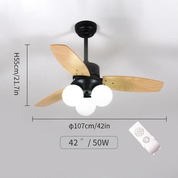 Moderne Houten Glazen Ventilator Plafondlamp HL52
