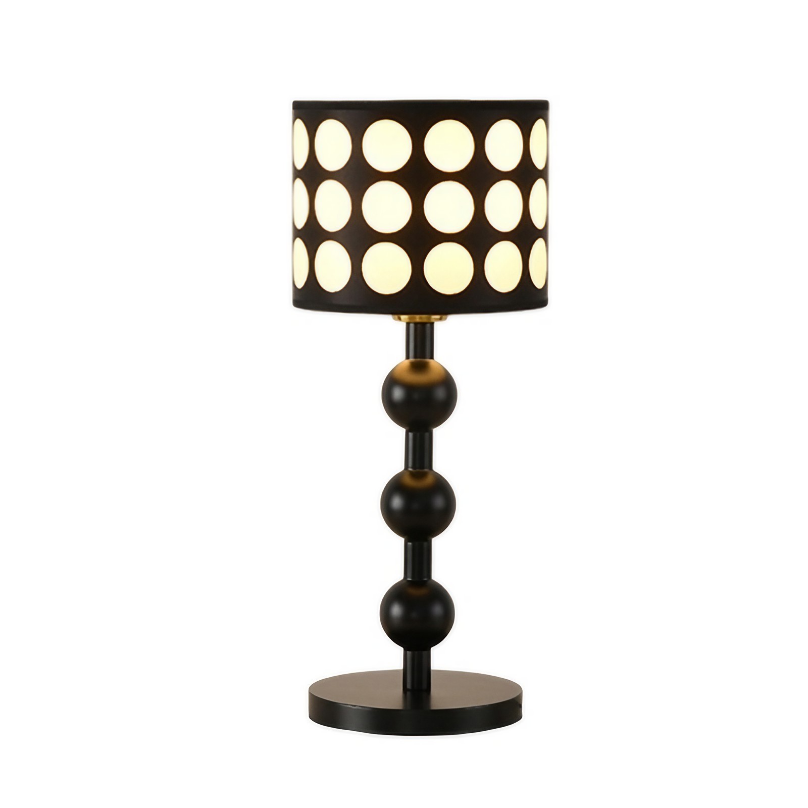 Retro Tafellamp met Stippenpatroon - Houten vloerlamp voor woonkamer HL1844