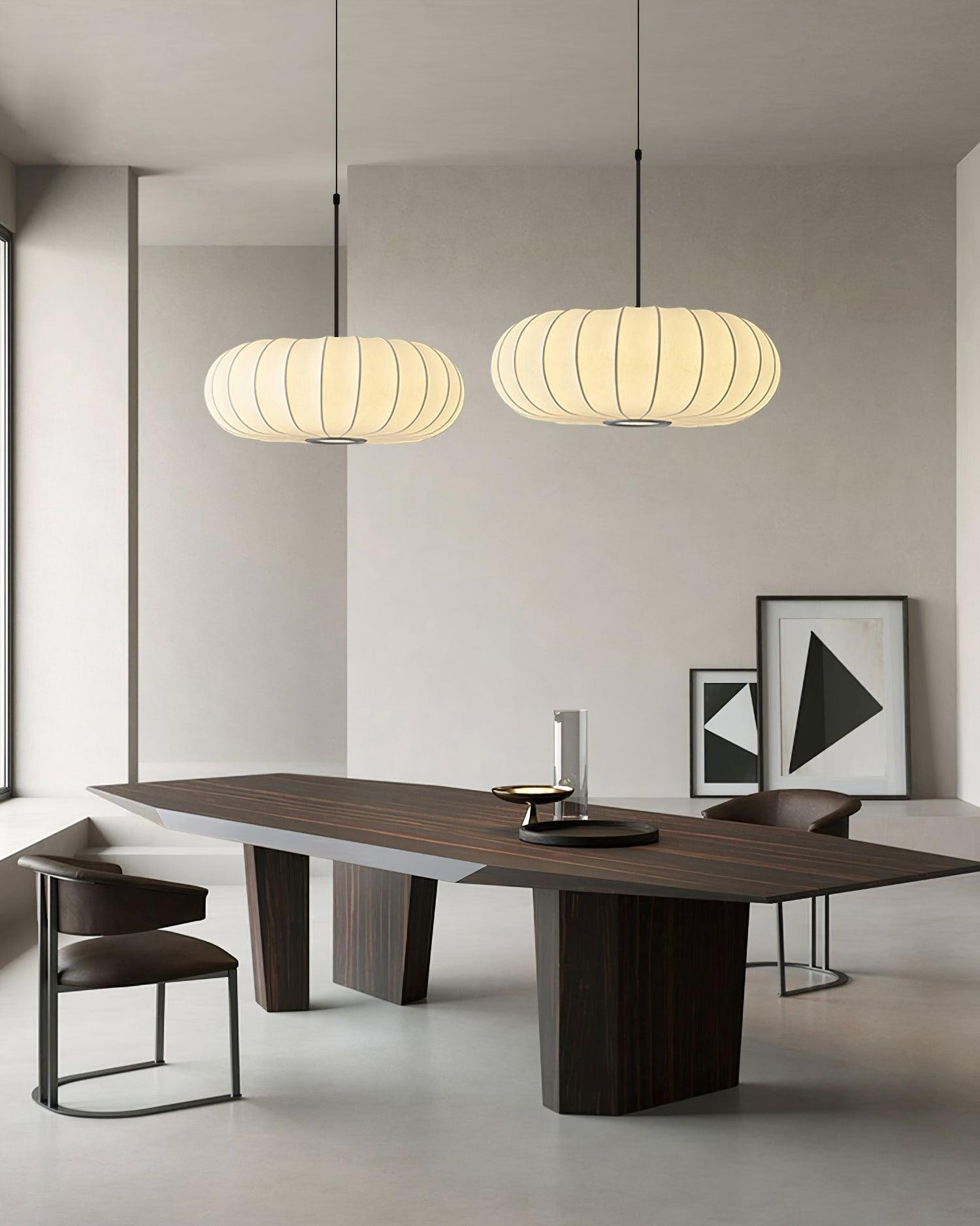 Eenvoudige Wabi-sabi witte lantaarn stoffen hanglamp HL852