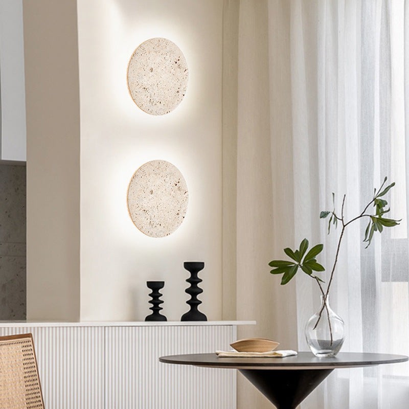 Travertijn stenen ronde wandlamp HL1270